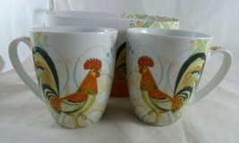 Bonjour Rooster mug set In Gift Box Paula Scaletta Made in Germany 12Oz - £21.35 GBP