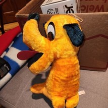 Vintage 70s Orange Stuffed Animal Dog Carnival plush prize 14&quot; - $23.56