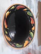 Clay Art &quot;La Mesa&quot; Hand Painted Serving Platter, StoneLite 17.5x14, Chili Pepper - £35.04 GBP