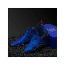 Men's TAYNO Chelsea Chukka Micro Suede Soft Comfortable Boot Victorian Blue Camo image 2