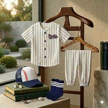Rookie of the Year 1st Birthday Outfit – Navy Blue Pinstripe Baseball Je... - $40.00+