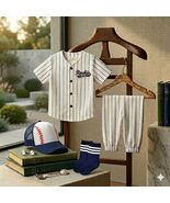 Rookie of the Year 1st Birthday Outfit – Navy Blue Pinstripe Baseball Je... - $40.00+