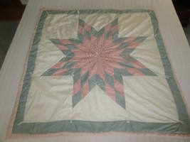 Handmade Lone Star Patchwork Cotton Tied Throw Or Wall Hanging Quilt - 45&quot; X 45&quot; - £15.98 GBP