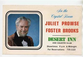 Foster Brooks Juliet Prowse Postcard Desert Inn Hotel Las Vegas Nevada 1... - £13.93 GBP