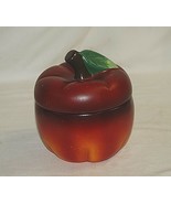 Classic Style Ceramic Red Apple Snack Cookie Jar w Green Leaf - £19.45 GBP