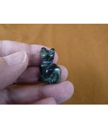 (Y-CAT-SI-526) Green black jasper Sit KITTY CAT in gemstone STONE figuri... - €7,79 EUR