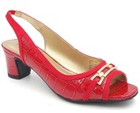 Karen Scott Women Peep Toe Slingback Heels Jerricca Size US 5.5M Red Croc - £27.37 GBP