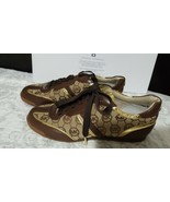 Michael KORS MK GOLD LOGO TRAINER MOCHA MONOGRAM JACQUARD  SNEAKERS  SZ 7.5 - $147.12 CAD
