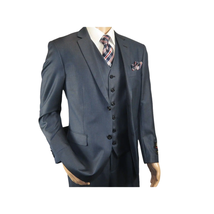 Mens Vitali Three Piece Suit Vested Sheen Sharkskin Business M3090 Navy blue image 6