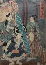 Vintage &amp; Scarce Toyohara Kunichika - Three  Actors on Stage - Japanese Theatric - £192.83 GBP