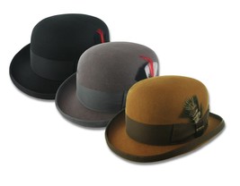 Men&#39;s Wool Felt Derby Hat Bowler Dress Tuxedo Steampunk S-XXL Women Costume - £39.34 GBP