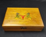 Vintage Wooden Handmade Hand Painted Hinged 4-6 Cent Floral Cigar Tobacc... - £7.77 GBP