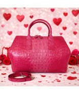 FURLA Papermoon Pink Embossed Leather Satchel/Crossbody Bag Valentine's ... - $298.00
