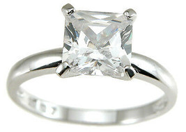 1.00 Carat Sterling Silver CZ Princess Solitaire Wedding Ring Size 5-9 - £29.58 GBP