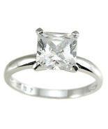 1.00 Carat Sterling Silver CZ Princess Solitaire Wedding Ring Size 5-9 - $718.74 MXN