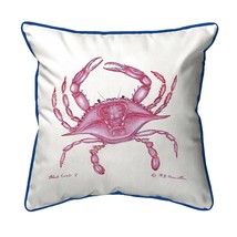 Betsy Drake Pink Crab Extra Large 22 X 22 Indoor Outdoor White Pillow - £54.71 GBP