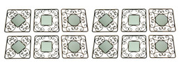 Decorative Scroll Distressed Finish Square Accent Mirrors Set of 12 - £14.00 GBP
