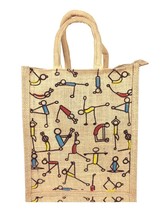 Handblock Printed Jute Tote Handbags for Travel Multipurpose shopping 10X12 Inch - £7.10 GBP