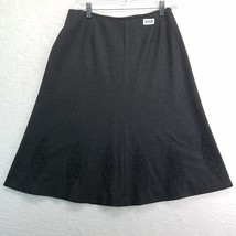 Liz Claiborne Womens Skirt Size 6 Charcoal Gray Black Embroidery Design Side Zip - £14.23 GBP