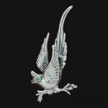 Vintage MEXICO 925 Sterling Silver Bird Brooch Pin 17.8 Grams Turquoise Eye - $49.95