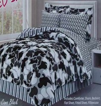 Camouflage Camo Black Full Comforter Sheets Shams Bskirt 8PC Bedding Set New - $120.28