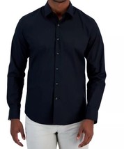 ALFANI Men&#39;s Modern Classic-Fit Stretch Solid Button-Down Shirt Size Large Black - £17.17 GBP