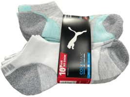 10 Pair Puma Show Sock Womens Shoe Size 5-9.5 Cool Max Moisture Wicking White  - £14.19 GBP