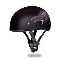 Daytona Helmets Skull Cap Open Face W/ PURPLE ROSE DOT Motorcycle Helmet... - £72.15 GBP