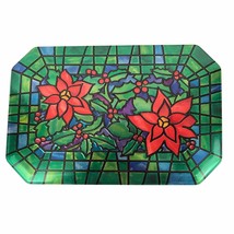 Milky Way Poinsettia Christmas Tin Box Decorative Mosaic Collectible VTG 1995 - £17.54 GBP