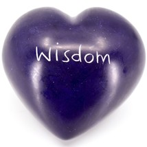 Vaneal Group Hand Carved Soapstone 2-Sided Purple &quot;Wisdom&quot; Heart Paperweight - £7.95 GBP