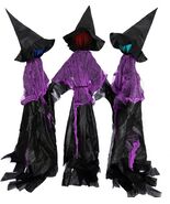 Halloween Decorations, Set of 3 Light Up Witches Holding Hands Witches w... - $49.49