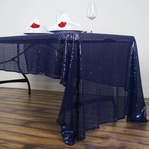 Navy Blue - 60&quot;x126&quot; Rectangle Tablecloth LUXURY COLLECTION Duchess Sequin - £39.99 GBP