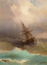 Ivan Aivazovsky Ship in the Stormy Sea Giclee Fine Print on Canvas 12&quot; x 16 &quot; - £9.05 GBP