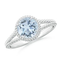 ANGARA Natural Aquamarine Twist Rope Split Shank Ring in Silver (Size-7mm) - £413.29 GBP+