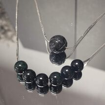 Burmese Black Jadeite Lotus Necklace: S9999 Silver Minimalist Chain SL33... - $143.93