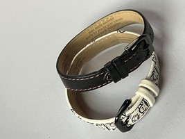 Lot of Faux Black Leather w Pink Stitching &amp; White w Monkey Belt  Bracel... - £10.31 GBP