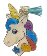 Key Chain Unicorn Resin Acrylic Charm Handmade USA Tassel Glitter Car Ke... - $13.49 CAD