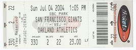 2004 Oakland Athletics @ San Francisco Giants Full Unused ticket July 4th - £7.75 GBP