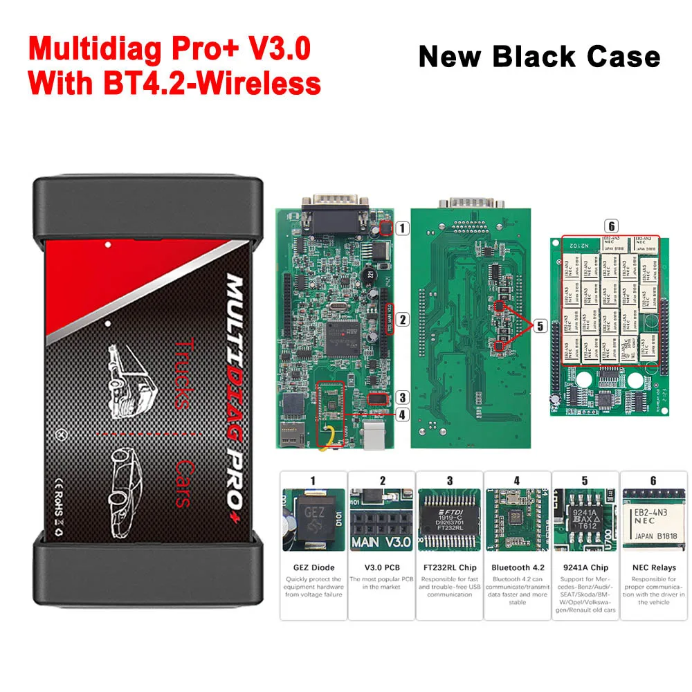 Multidiag Pro V3.0 2020.23 With NEC Relays Free Keygen For Car Truck ODB2 Scanne - $128.57