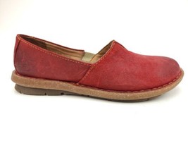 Born Tropi Flats Shoes Size 10 M/W Red Suede Distressed Slip On Loafers ... - $49.95