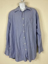 Metropolitan View Men Size 17 Blue Weave Check Dress Shirt Long Sleeve 3... - £4.95 GBP