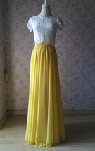 Yellow Chiffon Maxi Skirt Outfit Yellow High Waisted Floor Pleated Chiffon Skirt image 5
