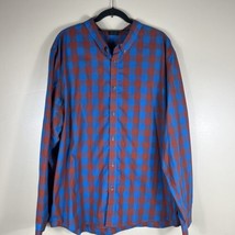 oakley button down long sleeve shirt Orange Blue Plaid XXL - £11.40 GBP