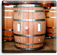 New Oak Wood Wine Barrels Italian Winery Cellar 2 Gang Light Switch Plates Decor - £11.14 GBP