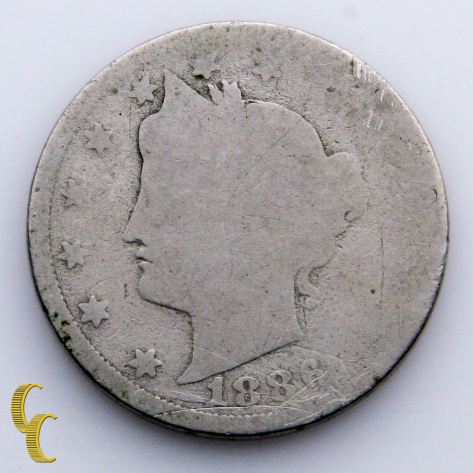 1886 Liberty Head Five Cent 5C Nickel (About Good, AG Condition) Natural Color! - $92.52