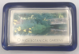 Vintage Eglomise Olbrich Botanical Gardens Glass Paperweight  4.25&quot; x 3&quot; - £16.96 GBP