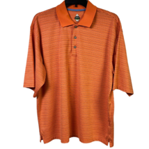 Bolle Mens Golf Tech Polo Shirt Orange Stitch Stripe Short Sleeve Stretch L - $18.04