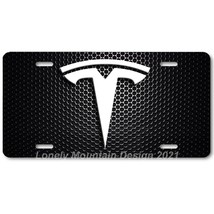 Tesla Logo Inspired Art White on Mesh FLAT Aluminum Novelty License Tag Plate - £14.38 GBP