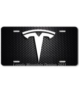 Tesla Logo Inspired Art White on Mesh FLAT Aluminum Novelty License Tag ... - £14.21 GBP