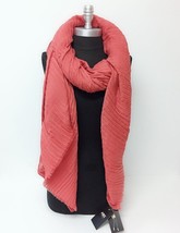 New ABS Over-sized Crinkle Oblong Scarf w/Self Fringes Soft Wrap Shawl Rust Warm - £6.14 GBP